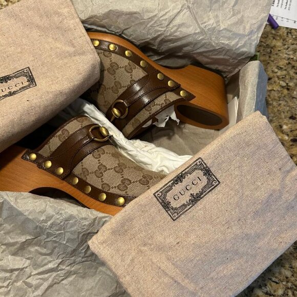 GUCCI horsebit clogs size 40 1/2 GG Supreme pattern - Picture 5 of 6